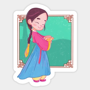 cute hanbok girl Sticker